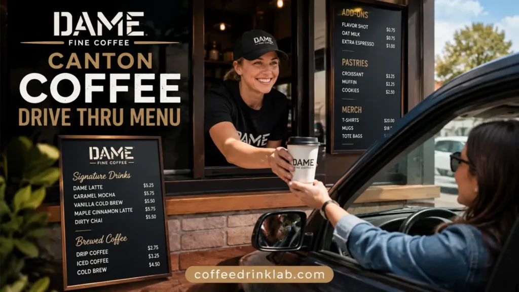 dame fine coffee in Canton Coffee Drive Thru Menu