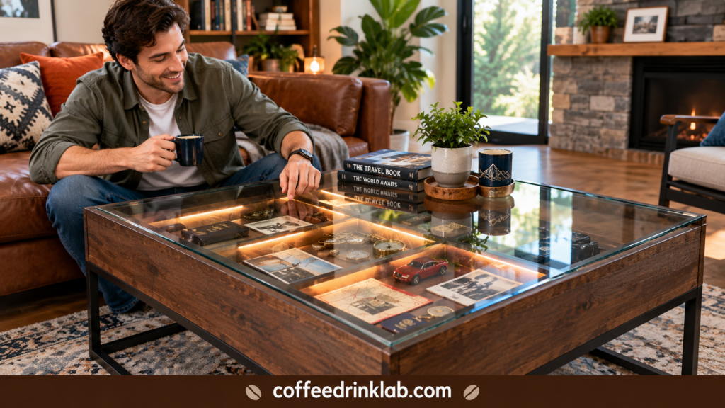 Glass Top Shadow Box Coffee Table