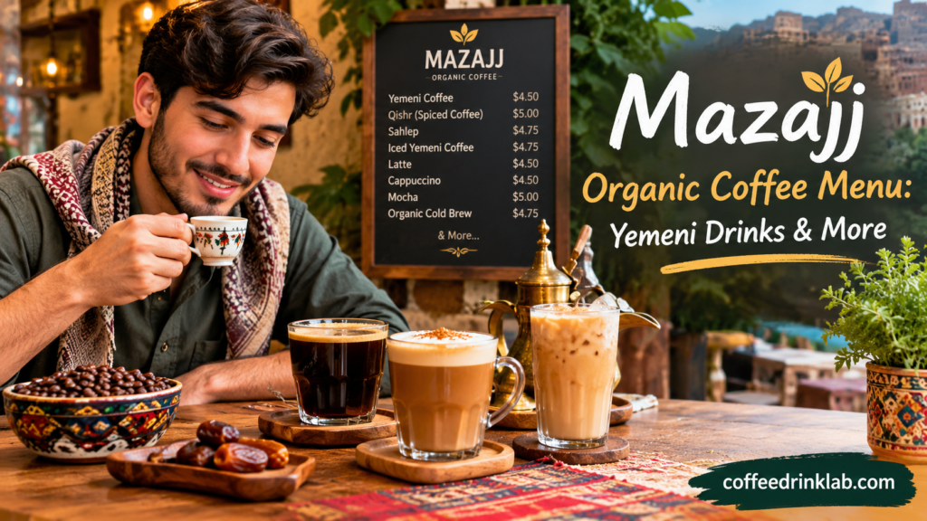 Mazajj Organic Coffee Menu: Yemeni Drinks & More