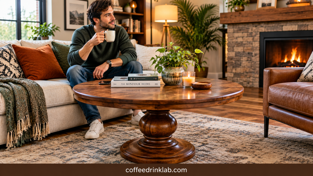 Round Wood Pedestal Coffee Table: A Warm Classic