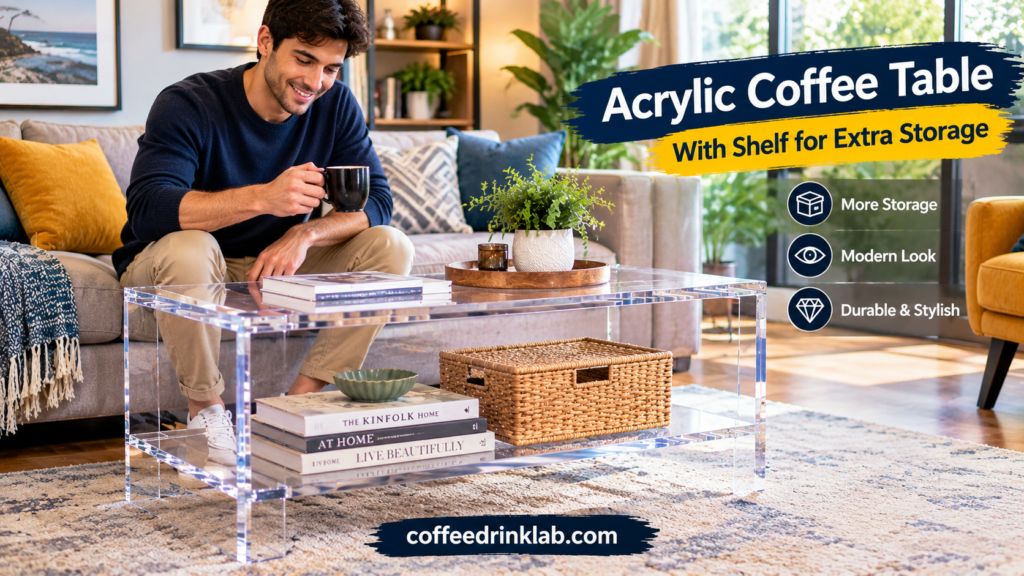 Acrylic Coffee Table With Shelf for Extra Storage